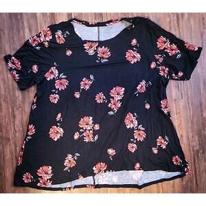 Lane Bryant Black And Floral Swing Tee Women's Size 22/24